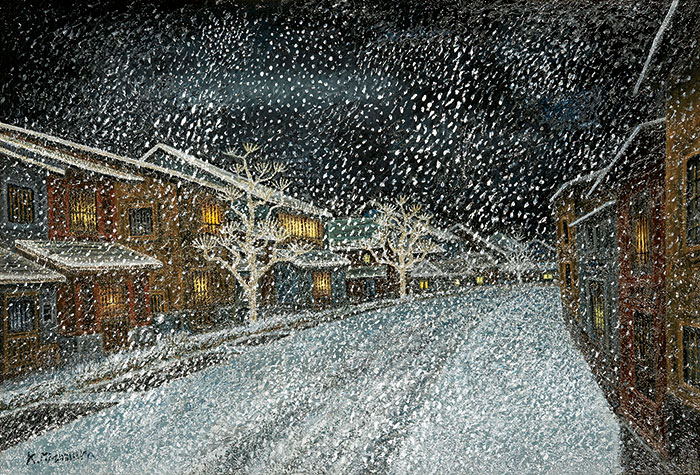 雪の降る夜(海野宿)