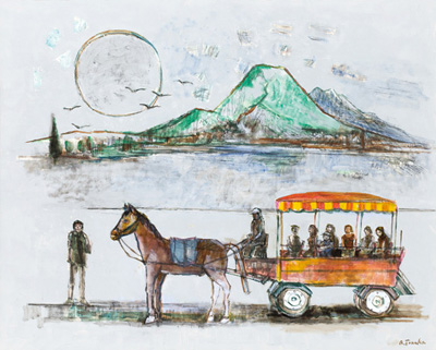 湖畔の馬車