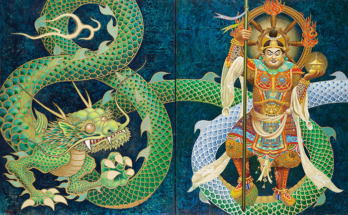 毘沙門天と龍(部分)